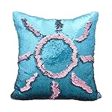 Idea Up Reversible Sequins Mermaid Pillow Cases 4040cm with magic mermaid sequin (Mint blue and Baby pink)