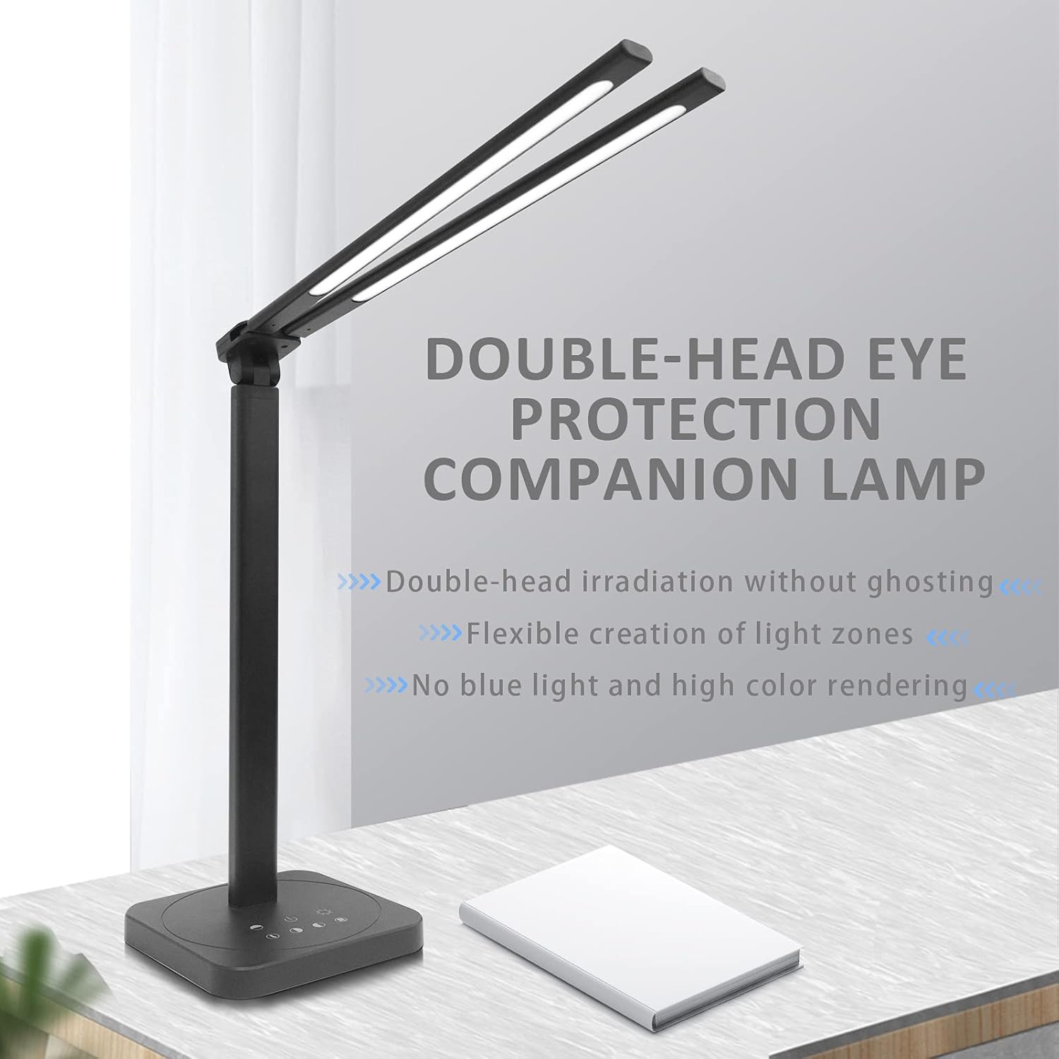 LED Double Head Desk Lamp,Double Swing-arm Table Lamps, Piano Lamp,Adjustable Brightness Color Temperature ，for Home/Reading/Offices/Bedrooms/Dormitories - - 