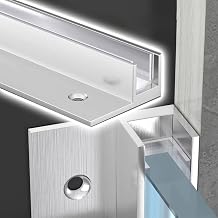 YLLFFLL 1/2 Inch Fixed Glass Shower Deep U-Channel, 48 52 65 72 Inch Hidden Metal Profile Shower Door Slot, Waterproof Indoor Shower Enclosure Glass Edge TrimL-30.7"/78cm