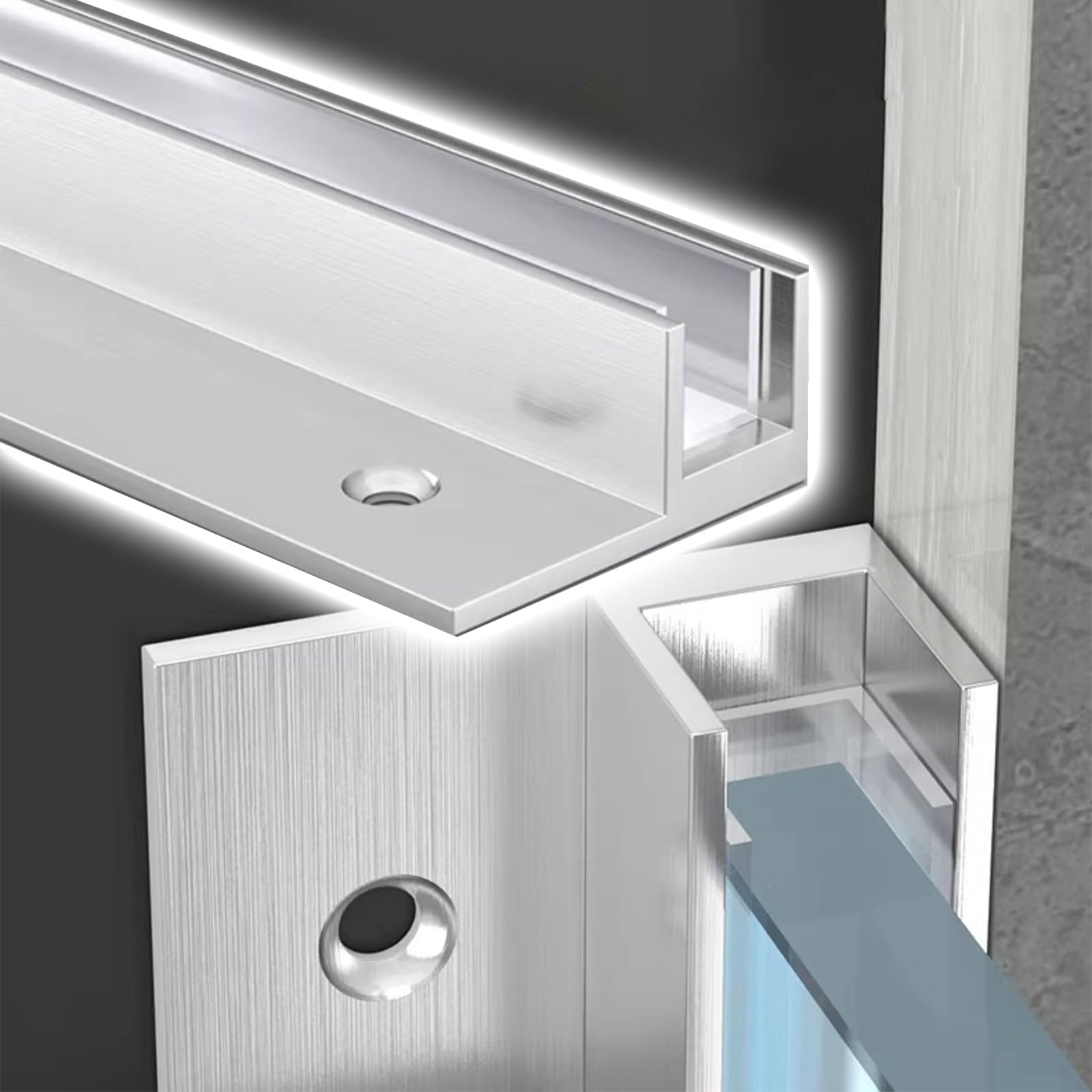 Profilé en U pour verre fixe douche 12 mm rail dissimulé longueur 84 cm