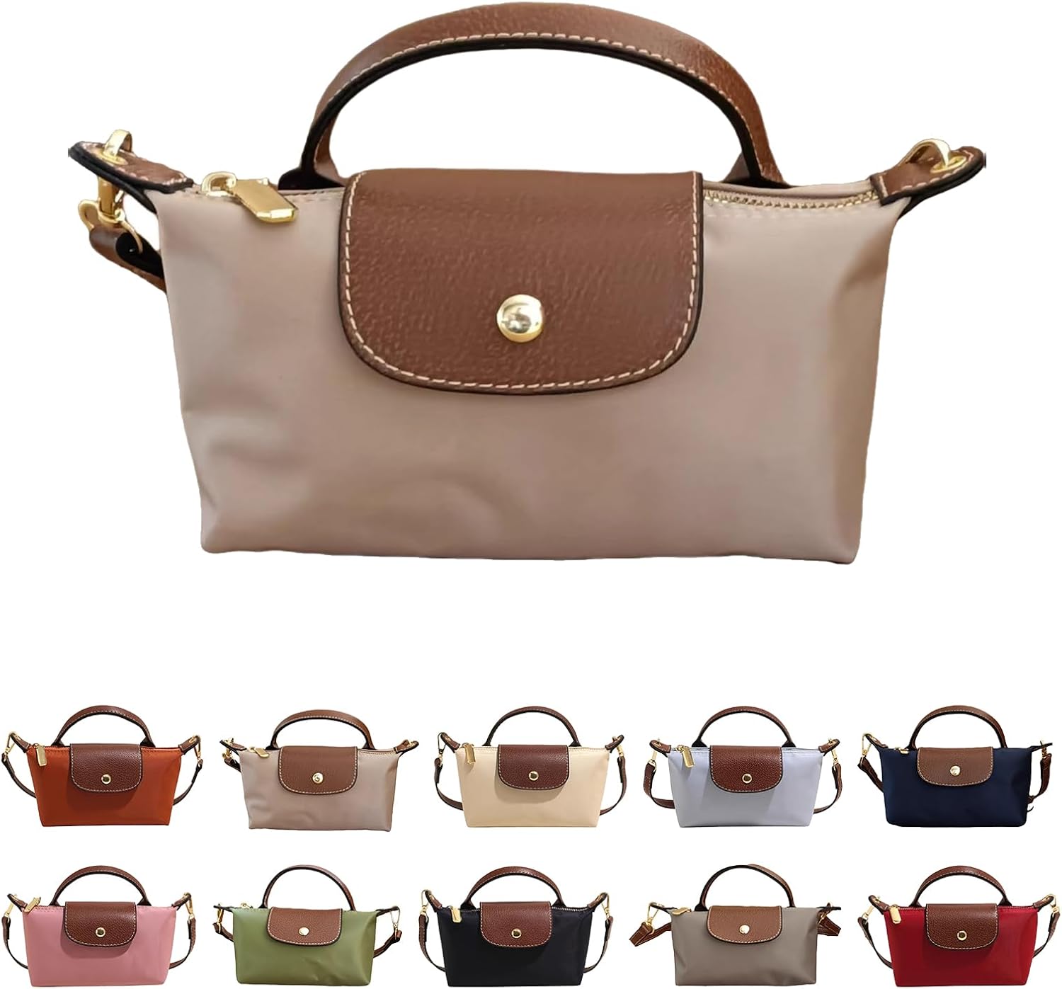 Generic Mini Crossbody Bag for Women - Adjustable Strap Shoulder Purse, Small Spacious Tote with Zipper Pockets for Phone Wallet Keys