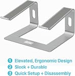 BLACK+DECKER Support pour ordinateur portable pour bureau - Support pour ordinateur portable ergonomique pour bureau - Riser pour ordinateur portable compatible avec MacBook Ordinateur pour carnets - Support pour ordinateur portable - Accessoires pour ordinateurs portables (Argent)