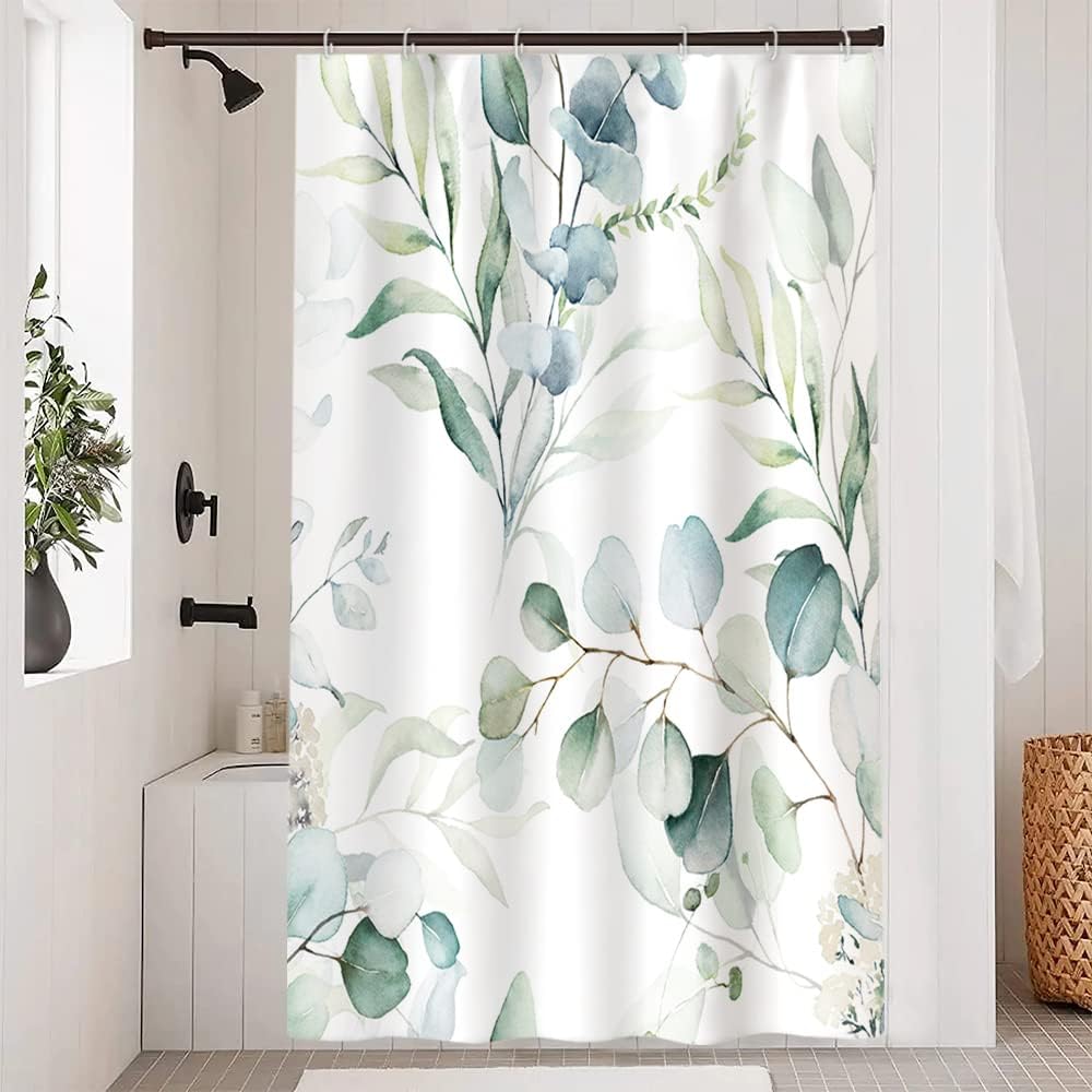 Eucalyptus Shower Curtain, GCIREC Sage Green Shower Curtain for