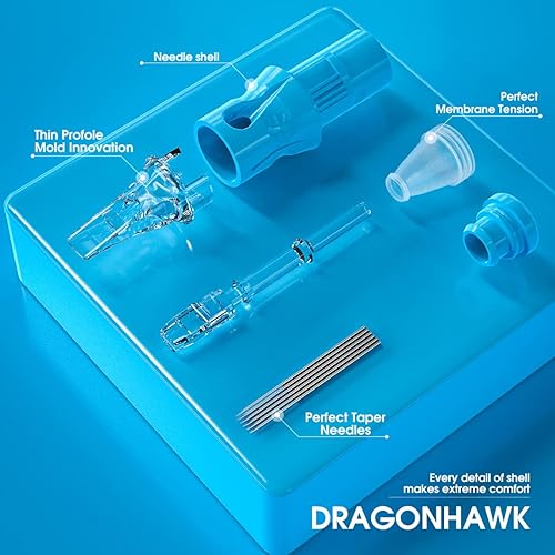 Miniatura 6 de Dragonhawk Cartuchos de agujas de tatuaje, revestimiento redondo 0803RL, kit de agujas de 50 unidades, membrana transparente para aritstas