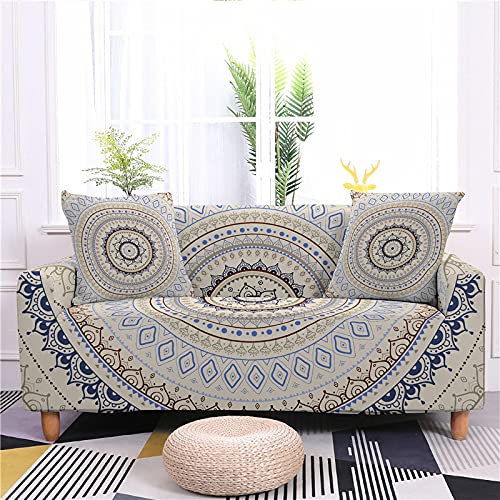 Highdi 3D Copridivano di Fiori, Copridivano Elasticizzato 1/2/3/4 Posti, Universale Fodere Copridivani, Romantico Copridivani con Braccioli, Antiscivolo Sofa Protettore (Foglia Beige,3 posti