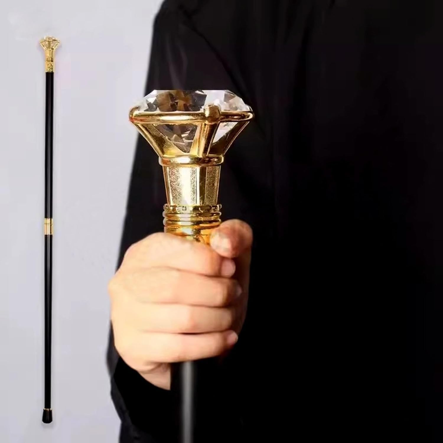 Laska Do Cosplayu, Kij Trekkingowy, Modna I Wspierająca Złota Diamentowa Laska Dżentelmena, Złoty Diamentowy Wzór, Kij Na Halloween, Rekwizyt, Laska Pimp, A