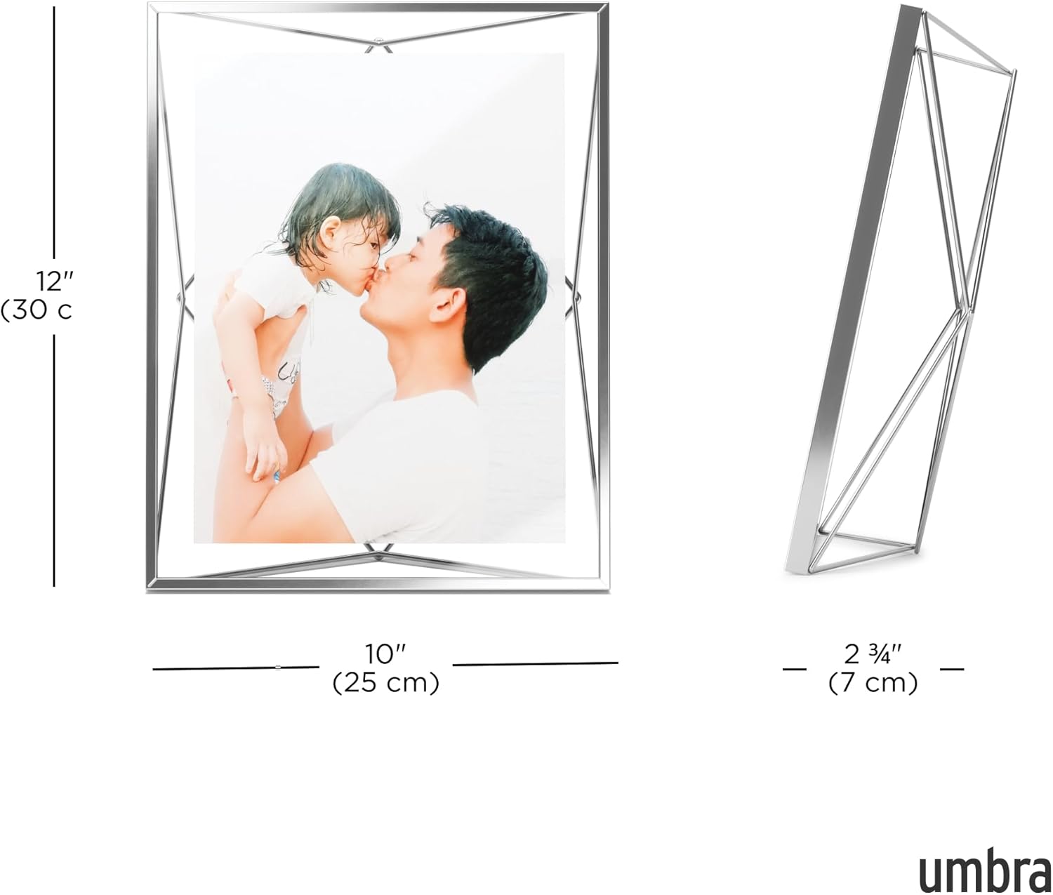 Umbra Prisma 8x10 Picture Frame, Metal Floating Wall or Desk Photo Display for Pictures, Art, Illustrations, and More, Chrome