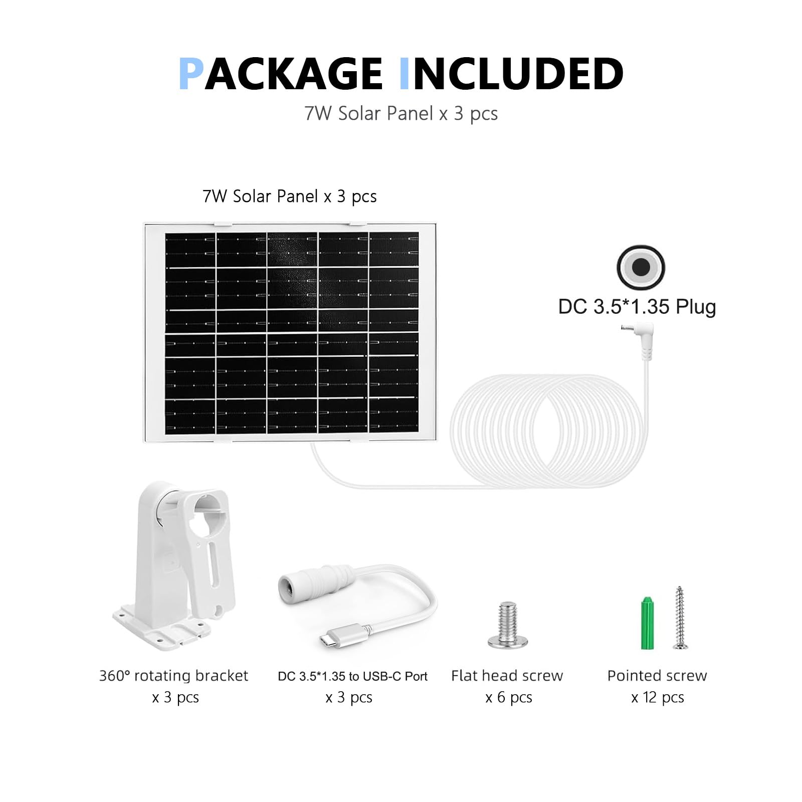 Confezione da 3 compatibili con pannello solare ad anello (2a generazione), caricatore per pannello solare ad anello da 7 W, telecamera per esterni (Stick Up Cam), Stick Up Cam Pro, Spotlight Cam Plus