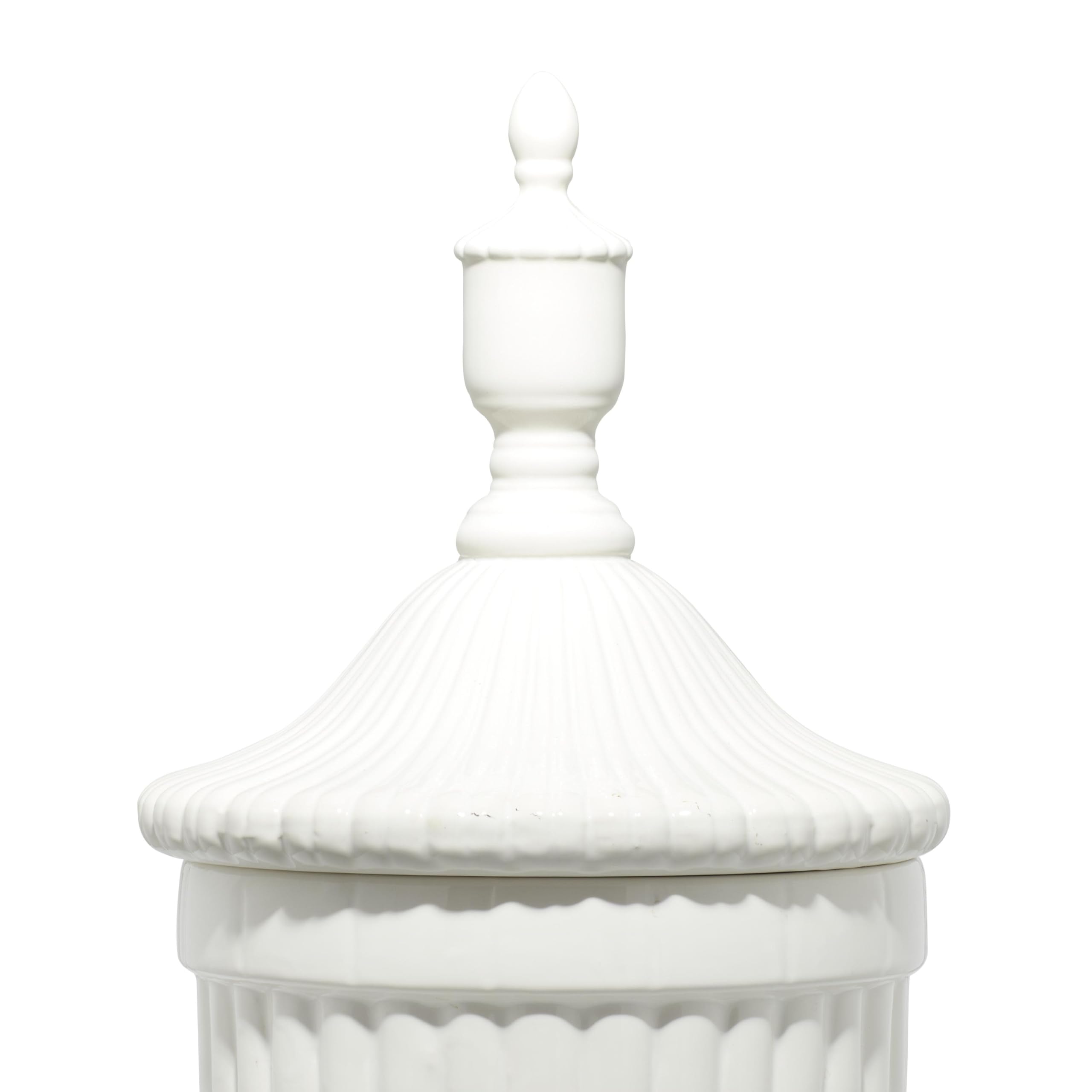 Deco 79 Ceramic Living Room Decorative Jars Tall Fluted Urn Decorative Container with Lid, Jar with Lid 12