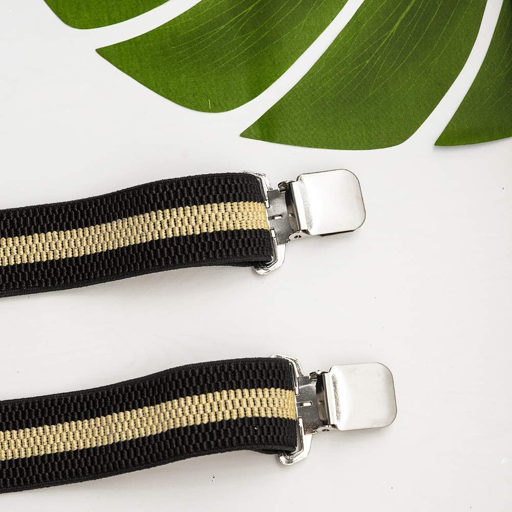 Buyless Fashion Textured Suspenders for Men - 48" Adjustable Straps 1 1/2" - X Back with Metal Clips - Image 5