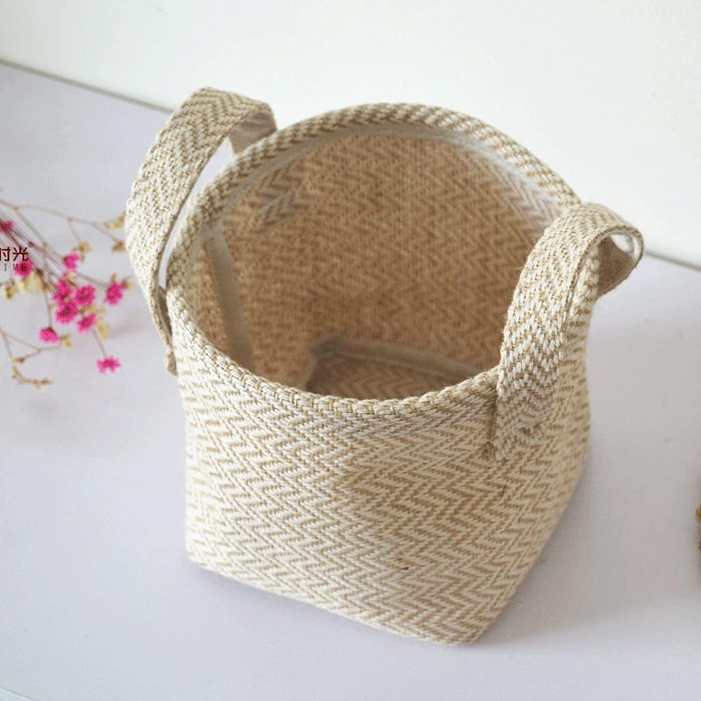 HBJWOV Woven Jute Flower Pot Fabric Storage Basket Desktop Flowers Vegetable(E)