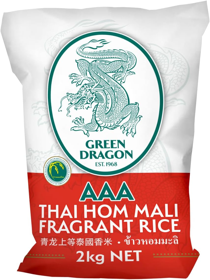 Thai Fragrant Jasmine Rice 2KG - Thai Hom Mali - AAA Premium White Rice - Ideal for Thai and Asian Cuisine