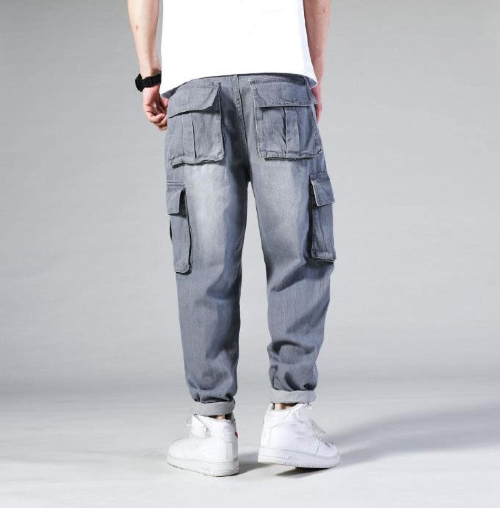 Jeans Herren Jeanshosen Hose Freizeithose Hip Hop Herren Jeans Baggy Skateboard Hose Hiphop Lose Herren Jungen Multi-Pocket Denim Rap Hose Herren Four Seasons Plus Size