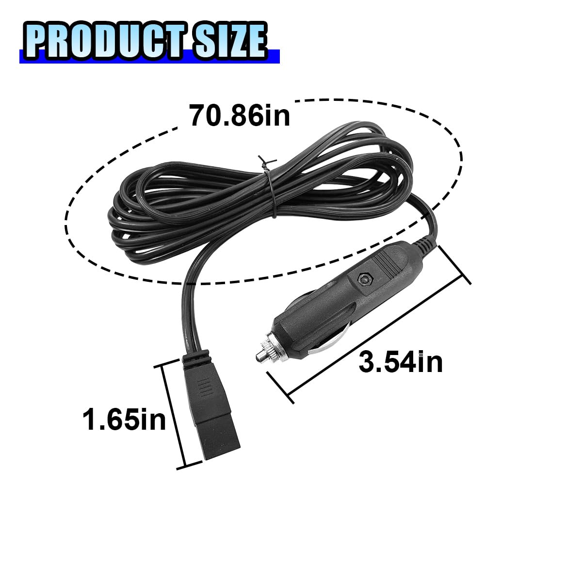 DUSCOKE 12V DC Power Cable, 1.8M 2 Pin Lead Cable Plug Wire for Car Cooler Cool Box, Mini Fridge Replacement Extension Cord, Portable Cigarette Lighter Plug Power Adapter Extension Cables (2PCS)