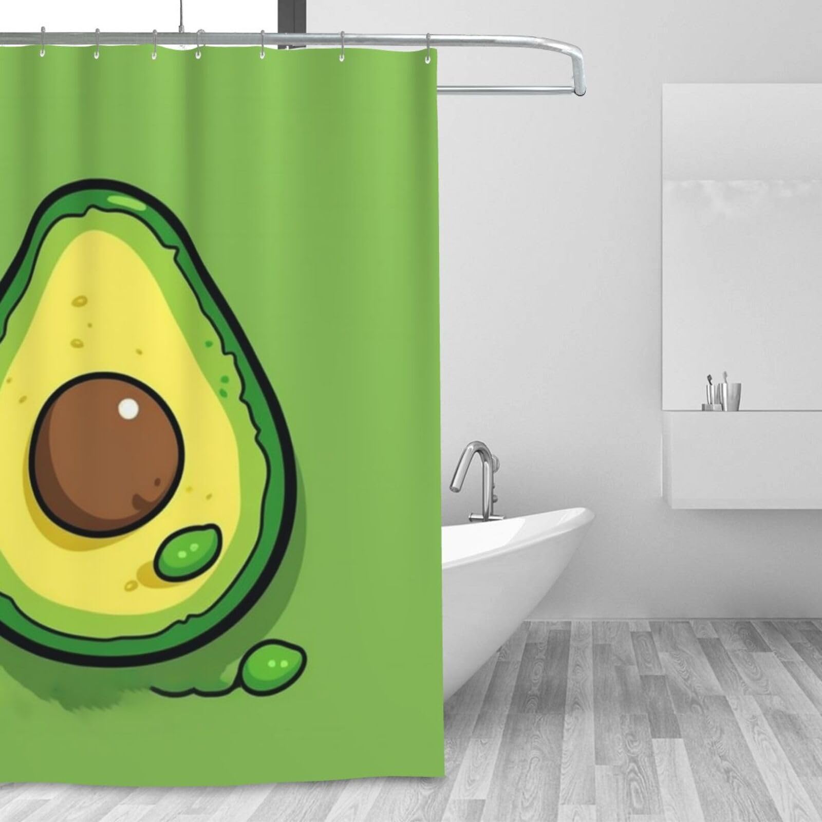 Rideau de douche d'hiver en tissu imperméable et lavable motif avocat 183x183cm