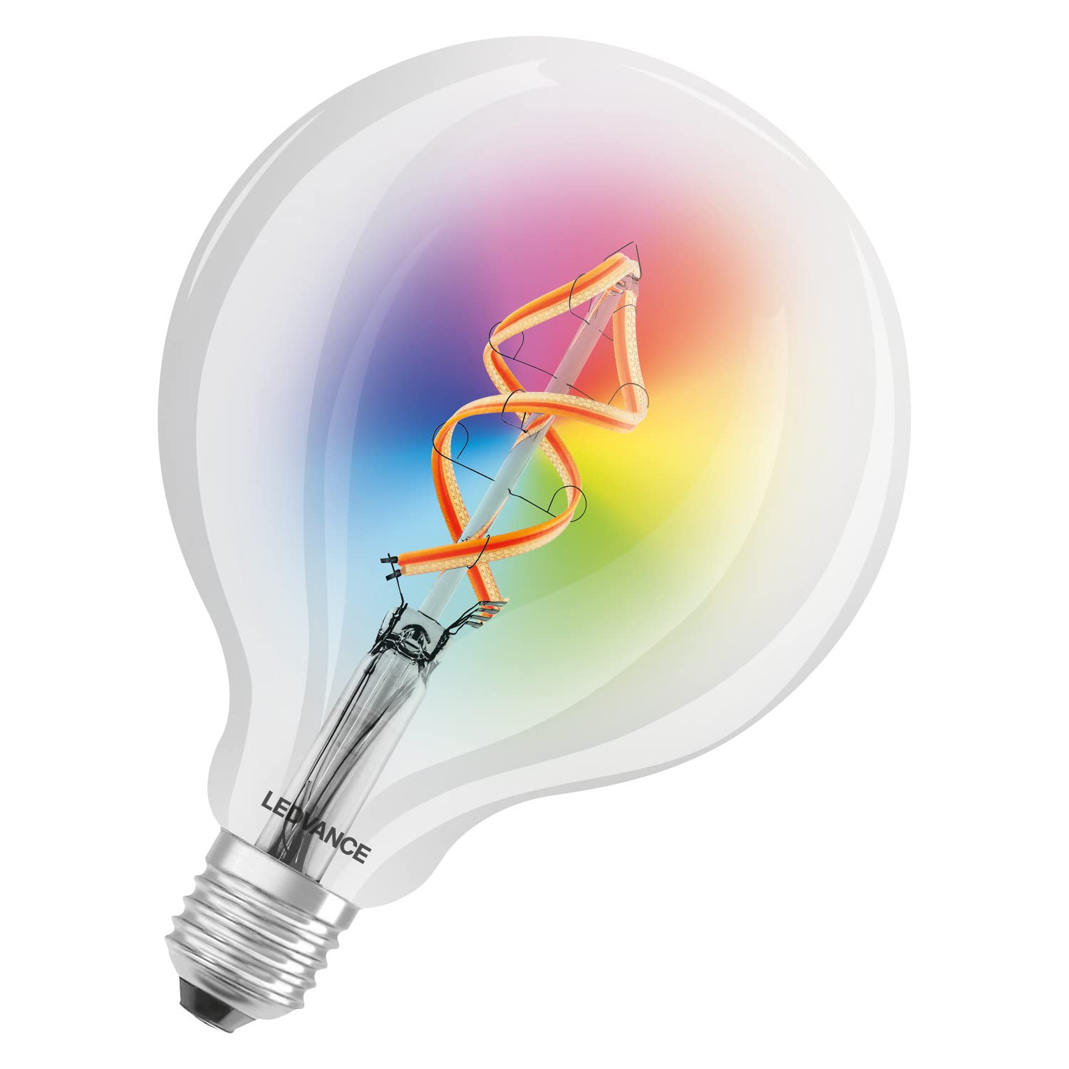 LEDVANCE Inteligentna żarówka LED z technologią Wifi, E27, RGB, kształt kuli, kolorowy żarnik jako nastrojowe światło, zamiennik żarówek 60 W, sterowana za pomocą Alexa, Google i aplikacji, 4 pak