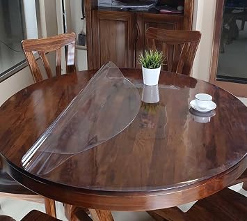 Round Clear Plastic Tablecloth Table Protector Furniture Circle Cover Vinyl Waterproof Wipeable Water Heat Resistant for Dining Desk Mats Pad 2.0mm Thick,55 inches Diameter