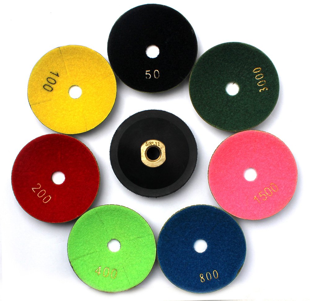 Diamond Convex Polishing Pad,4 Inch Bowl Shaped Diamond Polishing Pad with 5/8"-11 Thread Backer Pad Convex Disc for Marble Granite
