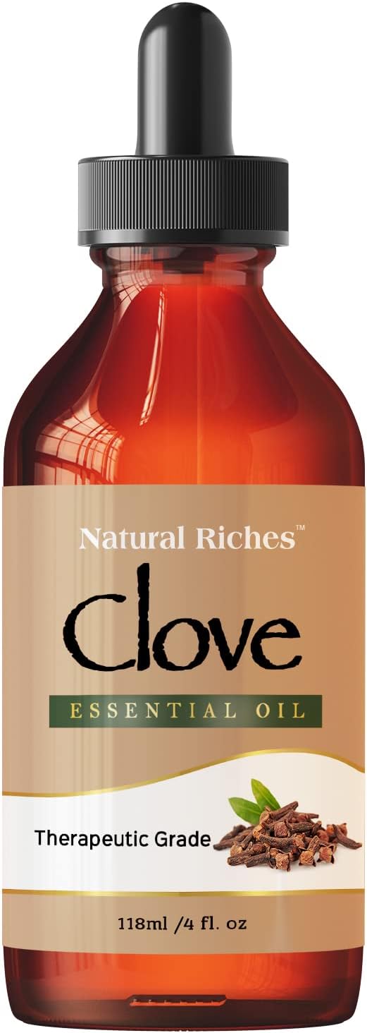 Natural Riches Pure Clove Essential Oil 4 Fl Oz, Therapeutic Grade for Tooth Ache