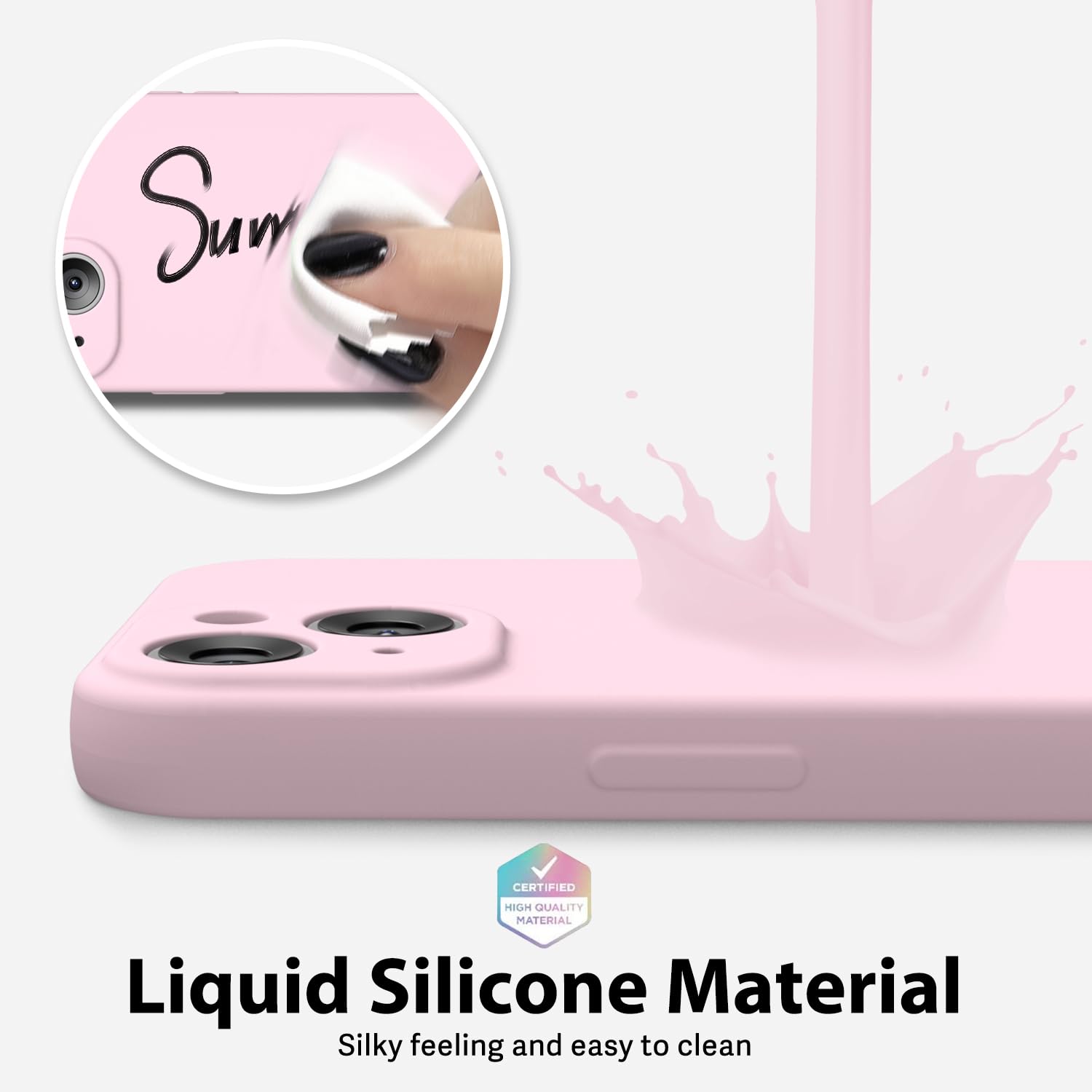 oakxco for iPhone 16 Pro Max Case Liquid Silicone, Soft Rubber Gel Elegant Aesthetic Basic Simple Cover, Cute Thin Slim TPU Matte Solid Color Plain Smooth Case for Women Girl, Light Pink — view 1317