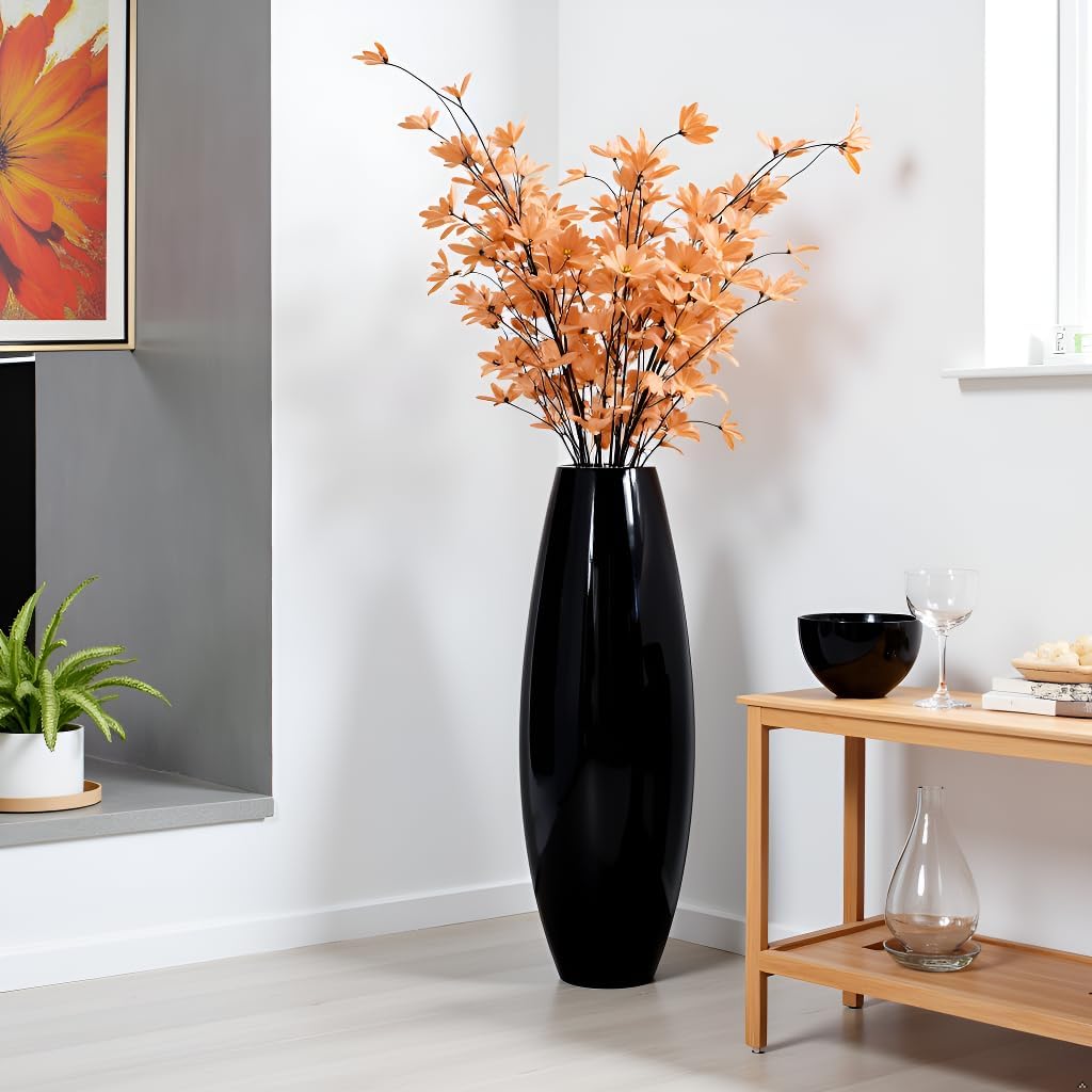 Floor Vase, Tall Floor Vase 27.5 inch (70CM, 2.3FT) Tall Vases, Sturdy Large Floor Vases for Living Room Decor, Resin Black