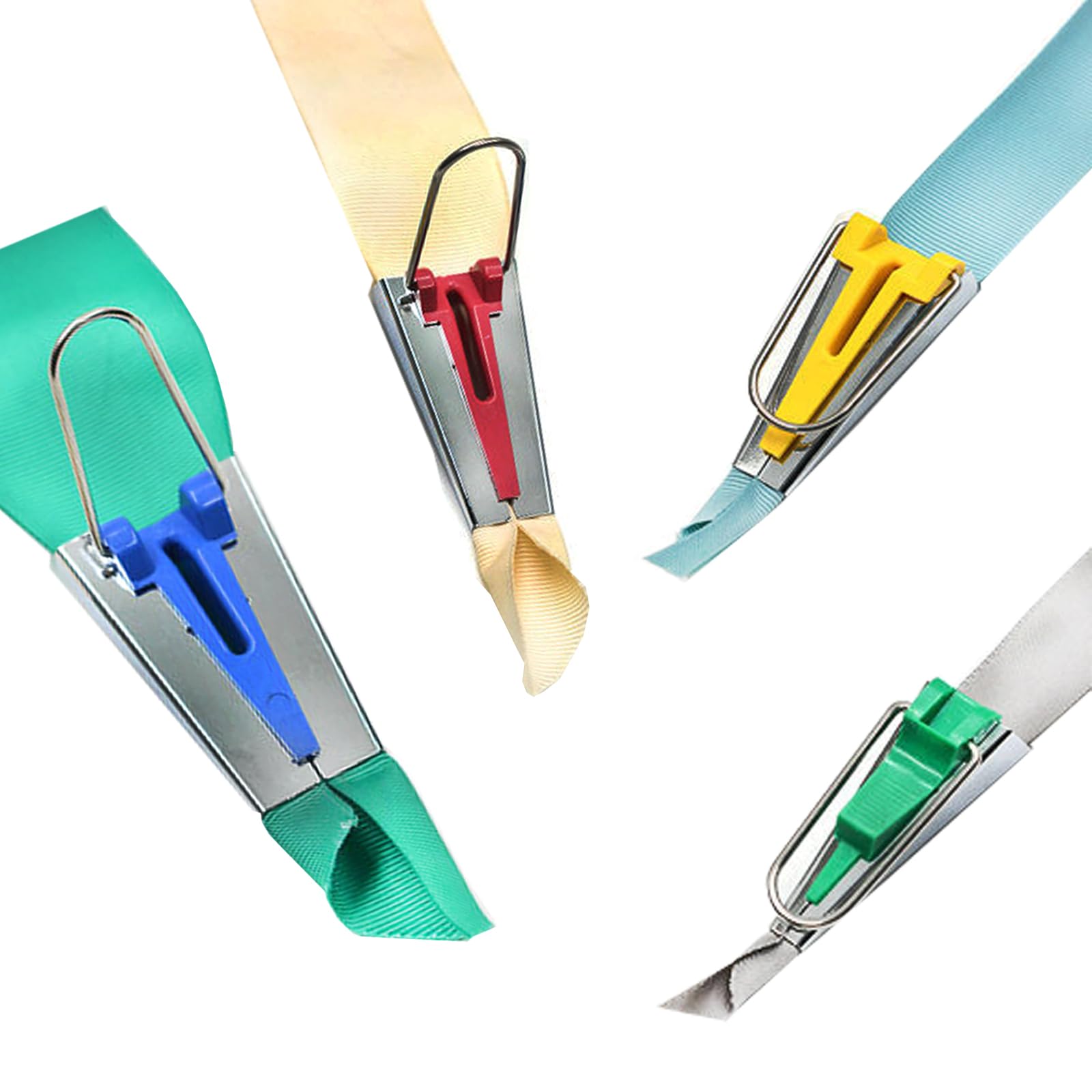 4 Sizes Bias Tape Maker Kit, Sewing Binding Quilting Tools Set Fabric Sewing Machine Accessories for DIY Patchwork, Arts and Crafts(6mm/12mm/18mm/25mm)