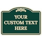 Custom Decorative Sign&comma; Personalized Metal Sign for Business&comma; Driveway&comma; Home&comma; Airbnb&comma; Office Door Plaque&comma; Green Background Sign 7x10 Inches&comma; ACM&comma; Fade Resistant&comma; Made in USA by Sigo Signs