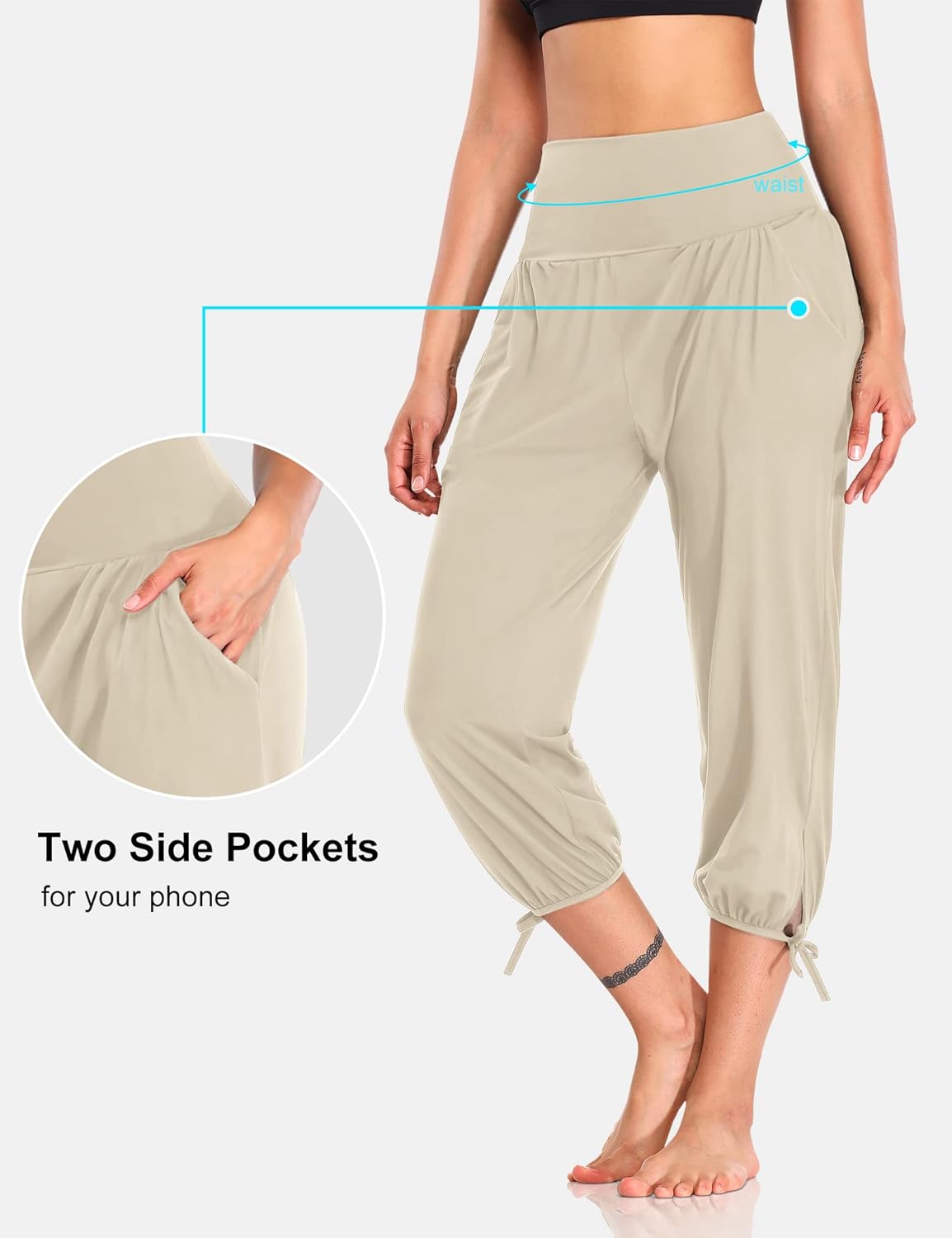 DIBAOLONG Womens Yoga Pants Capri Loose Workout Sweatpants Comfy Lounge Joggers with Pockets - Image 4