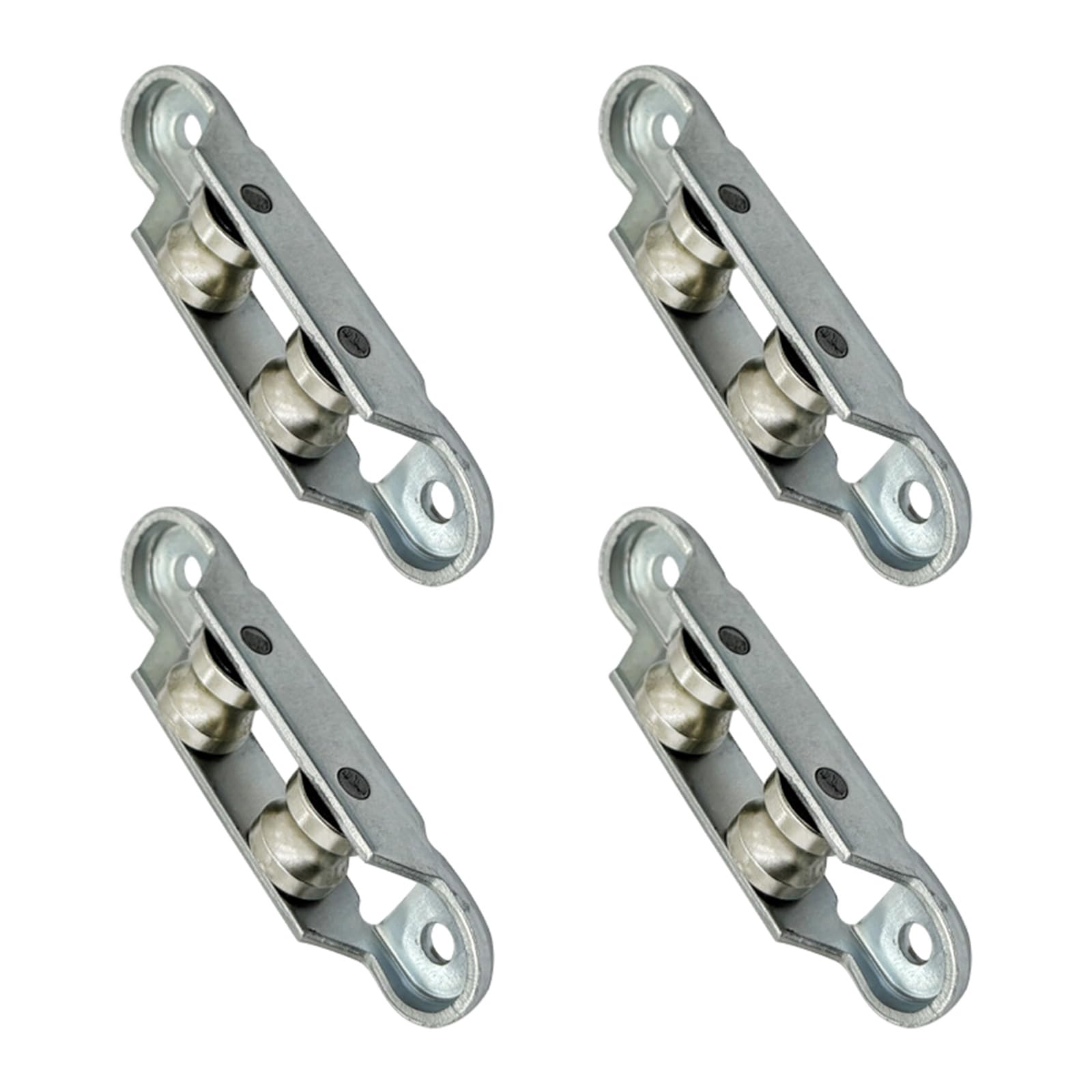 Door and Window Roller Replacement, Double Roller Hardware, Aluminum Alloy Housing, 4 Piece Set for Repair Sliding Door Replacement Sliding Window Double Hardware Track Set Older Repair Metal Assembly