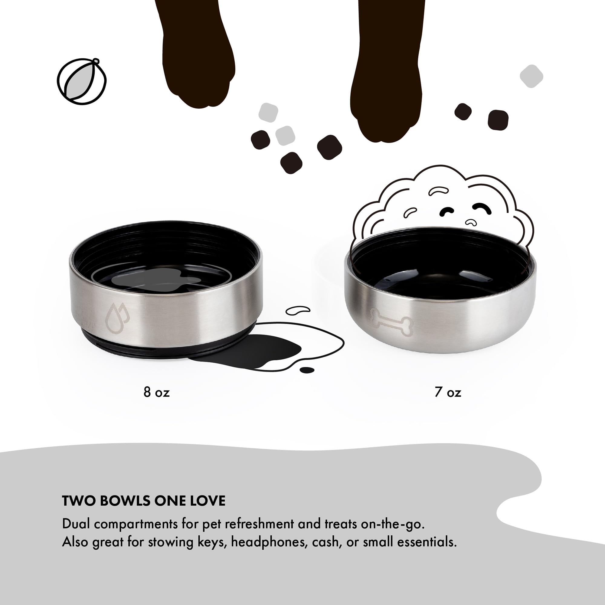 GrandTies Borraccia portatile isolata per cani con 2 dispenser per l'acqua staccabili, a prova di perdite, accessorio per cani per passeggiate, escursionismo, campeggio (907,2 g, verde polvere)