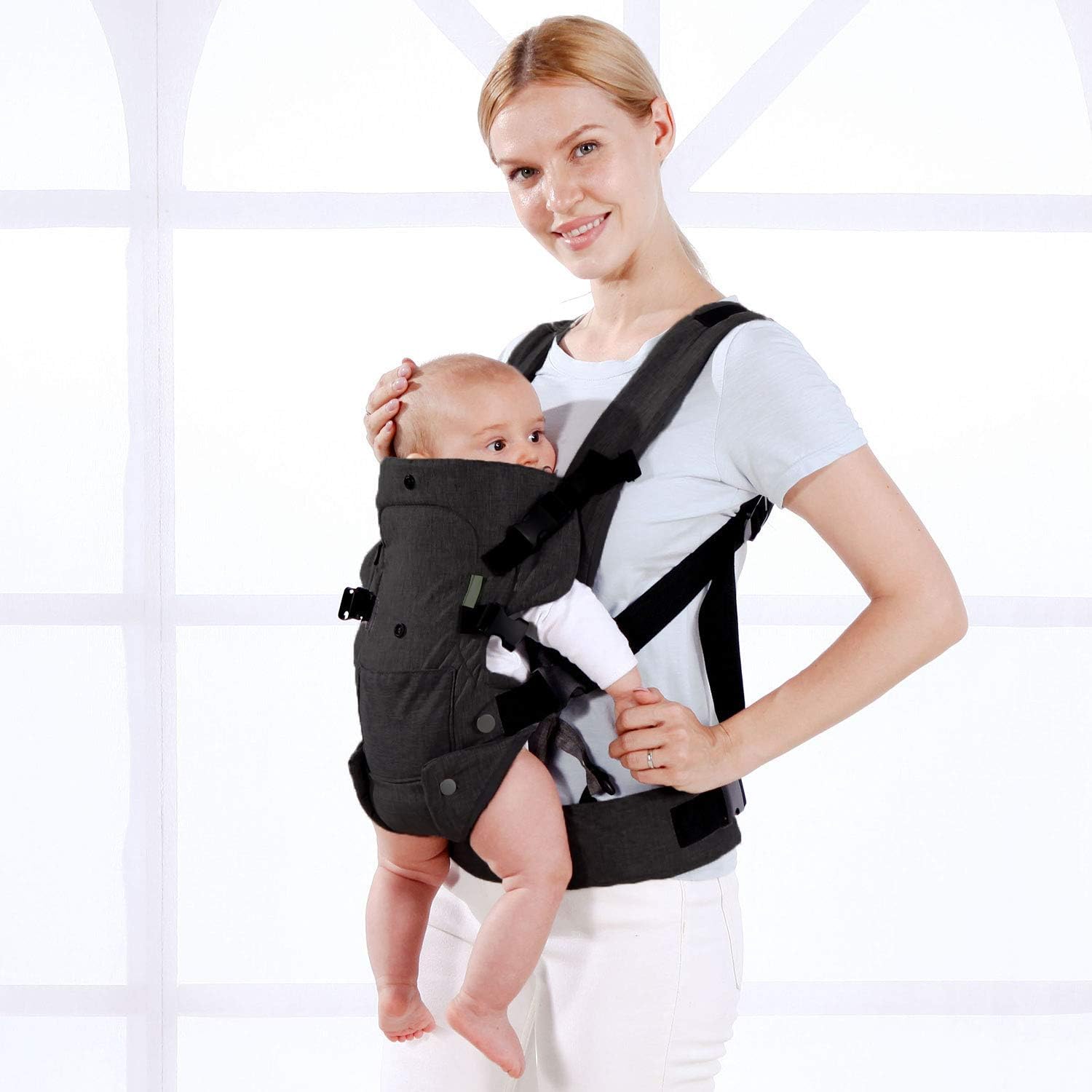 61a3ZB7SauL._AC_SL1500_ Baby Carrier Sling, Infants Soft Carriers for Newborn Toddlers Sling Wrap Front and Back, Ergonomic Design 4 in 1 Multi-Functional Breathable Adjustable Hug Strap for Babies-Black