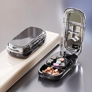 Portable Pill Cutter Adjustable Pill Splitter with Stainless Steel Blades,Centering Guide & Safety Blade Guard (C)