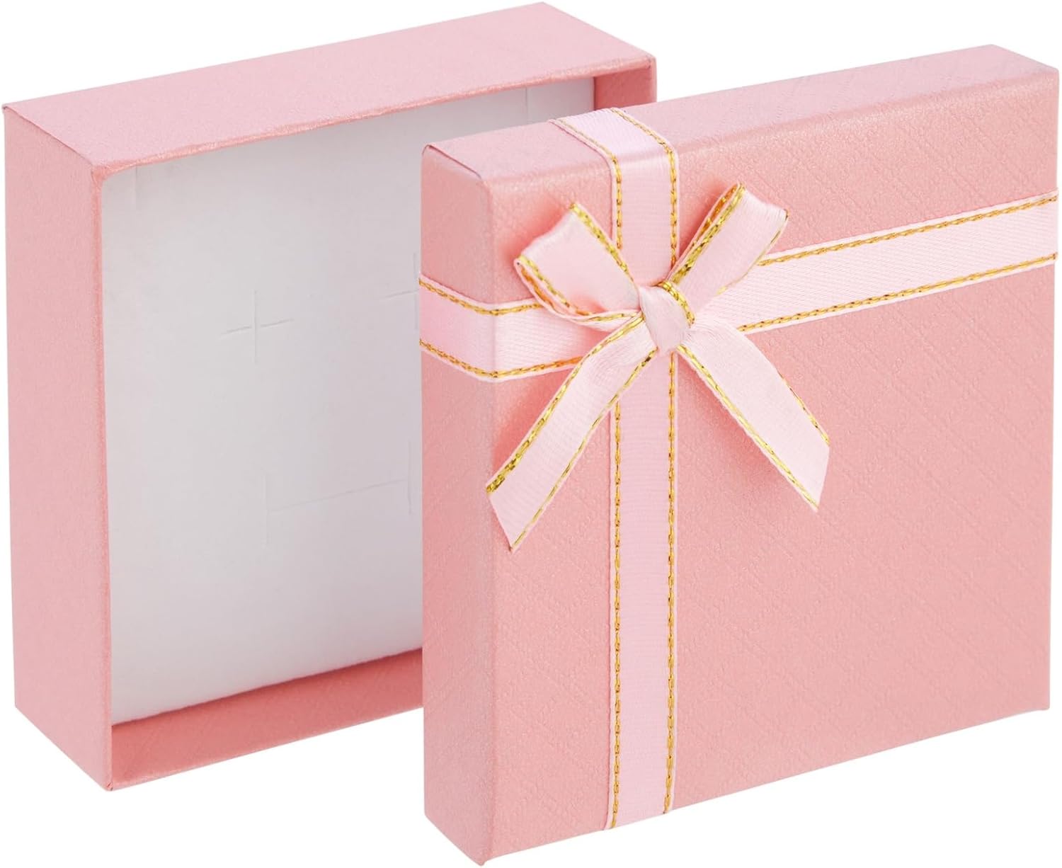 Bright Creations Cardboard Jewelry Gift Box Set - Bulk Gift Boxes with Lids & Ribbon Bows - Packaging for Rings & Necklaces - Earring Case & Bracelet Cases - Pack of 12, 3.5 x 3.5 x 1 in, 4 Colors