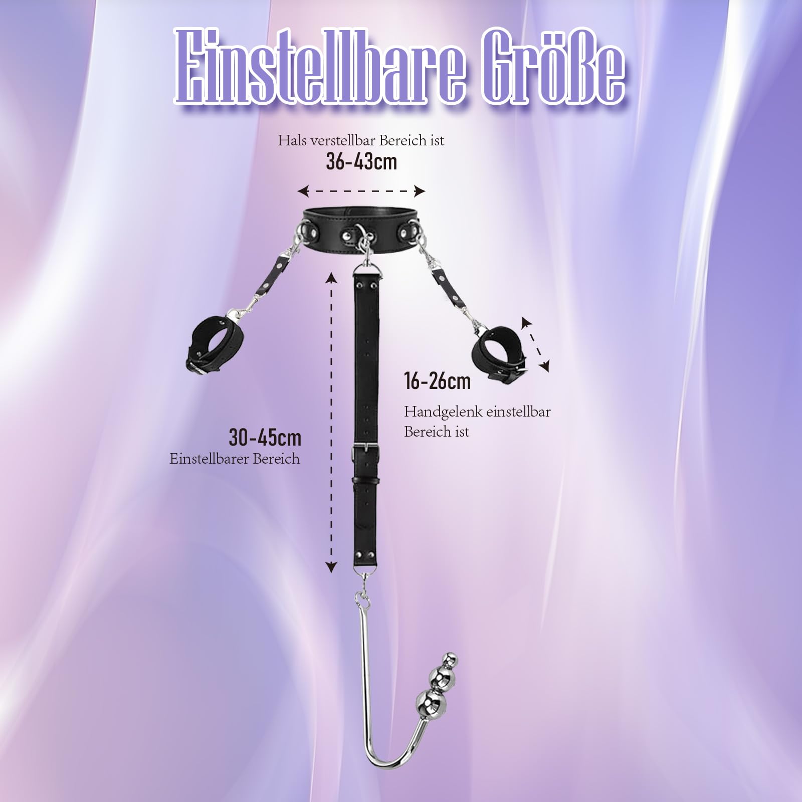 Crochet Anal Kit de Bondage BDSM Sexuel Pour femme Avec menottes réglables Collier en cuir SM Kit de bondage fétiche Jouet sexuel Pour homme Jouets anaux