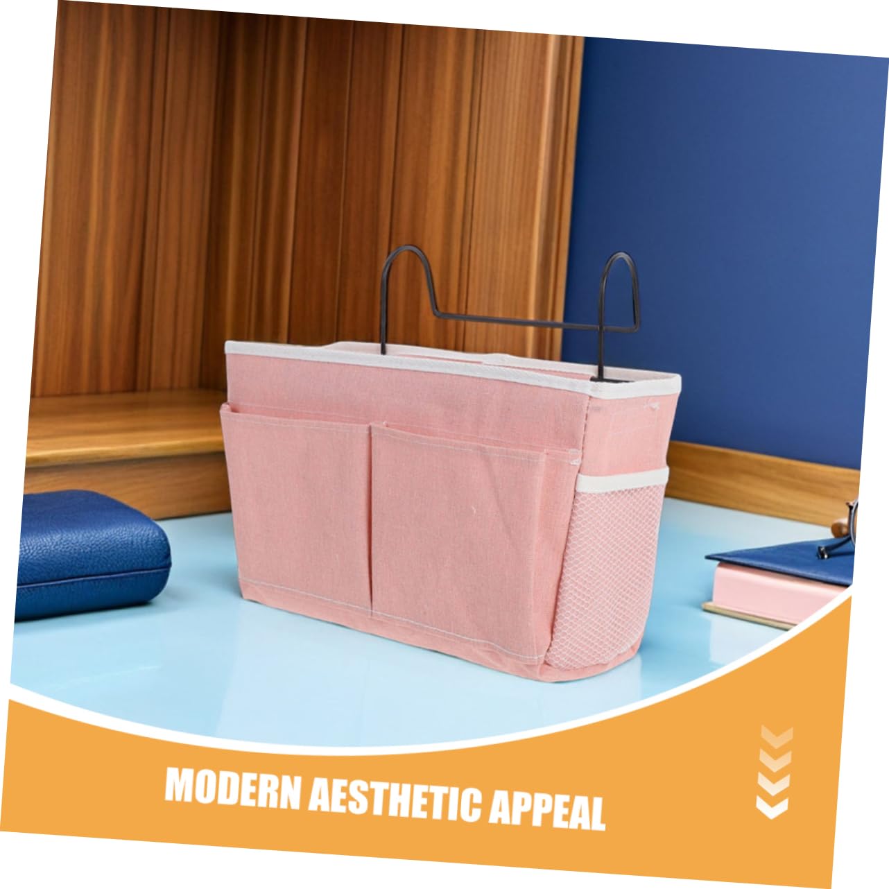 IMIKEYA 2pezzi Borsa Portaoggetti da Appendere in Tessuto Organizer per Libri e Oggetti Essenziali per Letti Castello e Dormitori con Tasche per Comodino