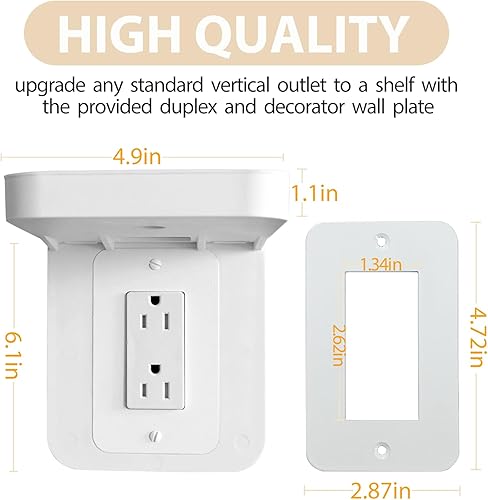 Miniatura 2 de Soporte de Estante para Tomacorriente Compatible con Receptáculo Decorador, Decoración de Baño con Gestión de Cables Integrada, Ahorro de Espacio