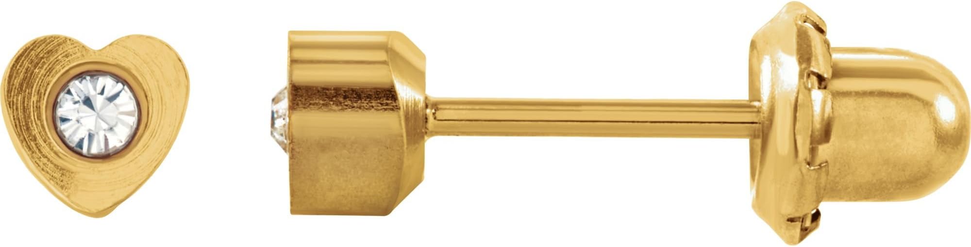 24K Gold Plated Surgical Steel Heart Crystal Inverness Piercing Earrings