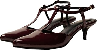 Theater Sedgwick Women Patent Kitten Heels | Pointed Toe T-Strap Sandals with Adjustable Buckle | Stylish & Comfortable fo... Price In India