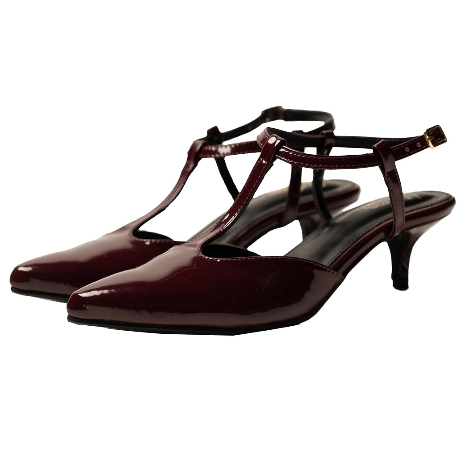 Theater Sedgwick Women Patent Kitten Heels | Pointed Toe T-Strap Sandals with Adjustable Buckle | Stylish & Comfortable fo... - Review, Price and Buying Guide