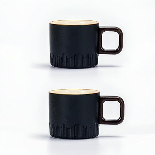 Miniatura 9 de Juego de 2 tazas de café expreso, tazas de cerámica de 2 onzas, tazas Demitasse para té o café (verde oscuro) Verde