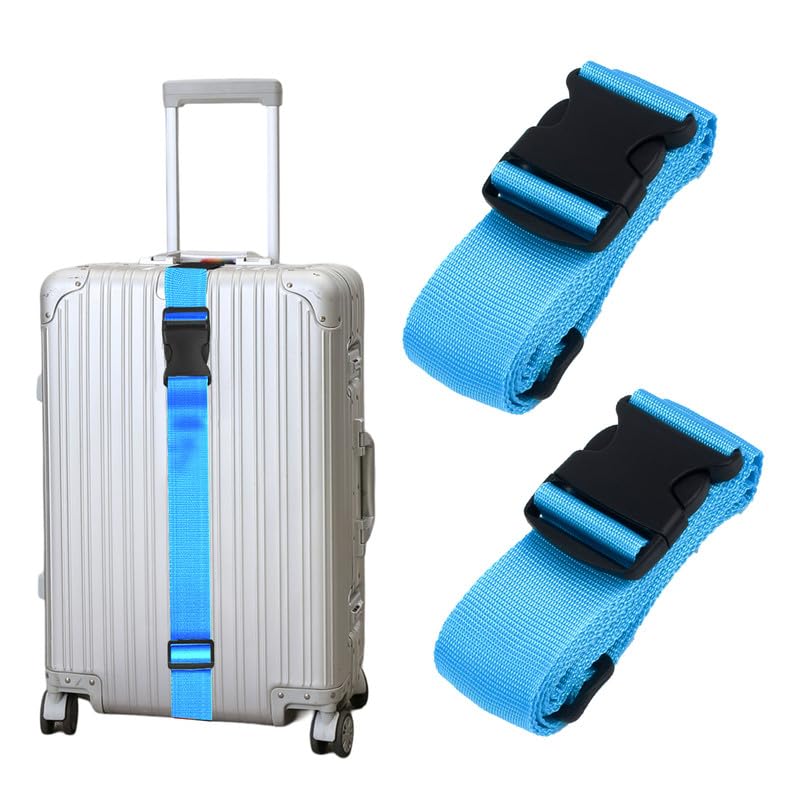 Kraptick Luggage Straps- Heavy Duty Luggage Strap for Easy Identification & Extra Security, Multi-Functional Travel Bag Strap Accessories, Easy-to-Use Luggage Straps for Suitcase (Pack of 2) (Blue)-image-3