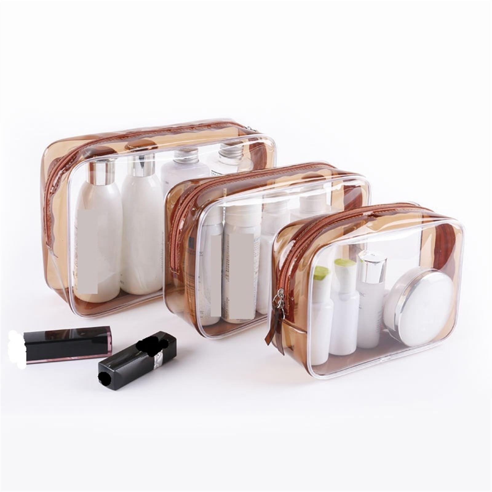 Beauty Trasparente da Viaggio Borsa cosmetica Trasparente in PVC, Borsa da Bagno, Borsa da Viaggio, Borsa Multifunzione, Borsa cosmetica, Scatola degli Attrezzi(Gray Group)