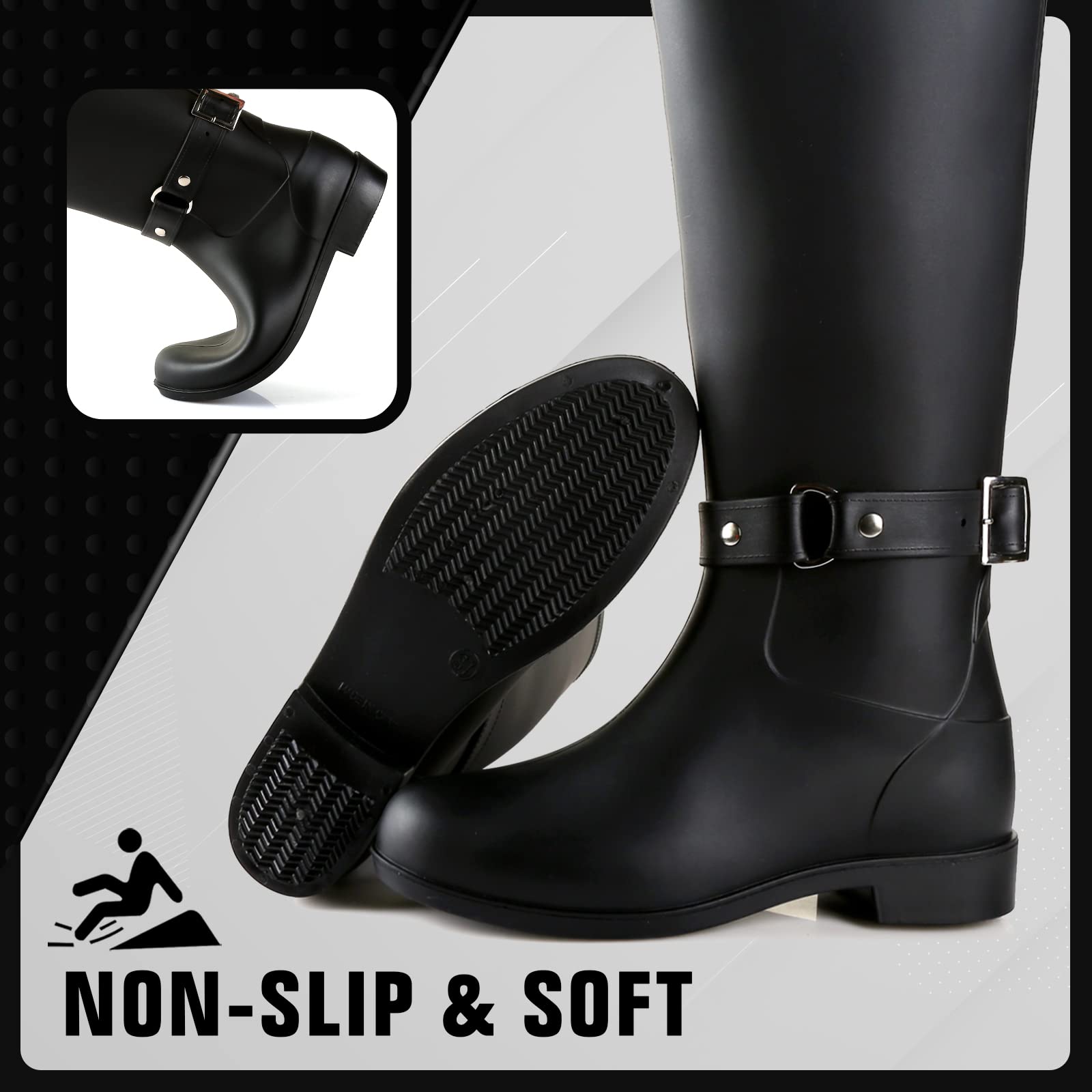 Botas de lluvia para mujer, botas de goma impermeables hasta la rodilla, cómodas y ligeras, botas de jardín para mantener el calor, botas altas de pesca para exteriores