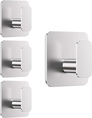 Ganchos plateados para colgar resistentes, ganchos adhesivos para ducha, baño, cocina, bata, toalla, abrigo, gancho impermeable y resistente al