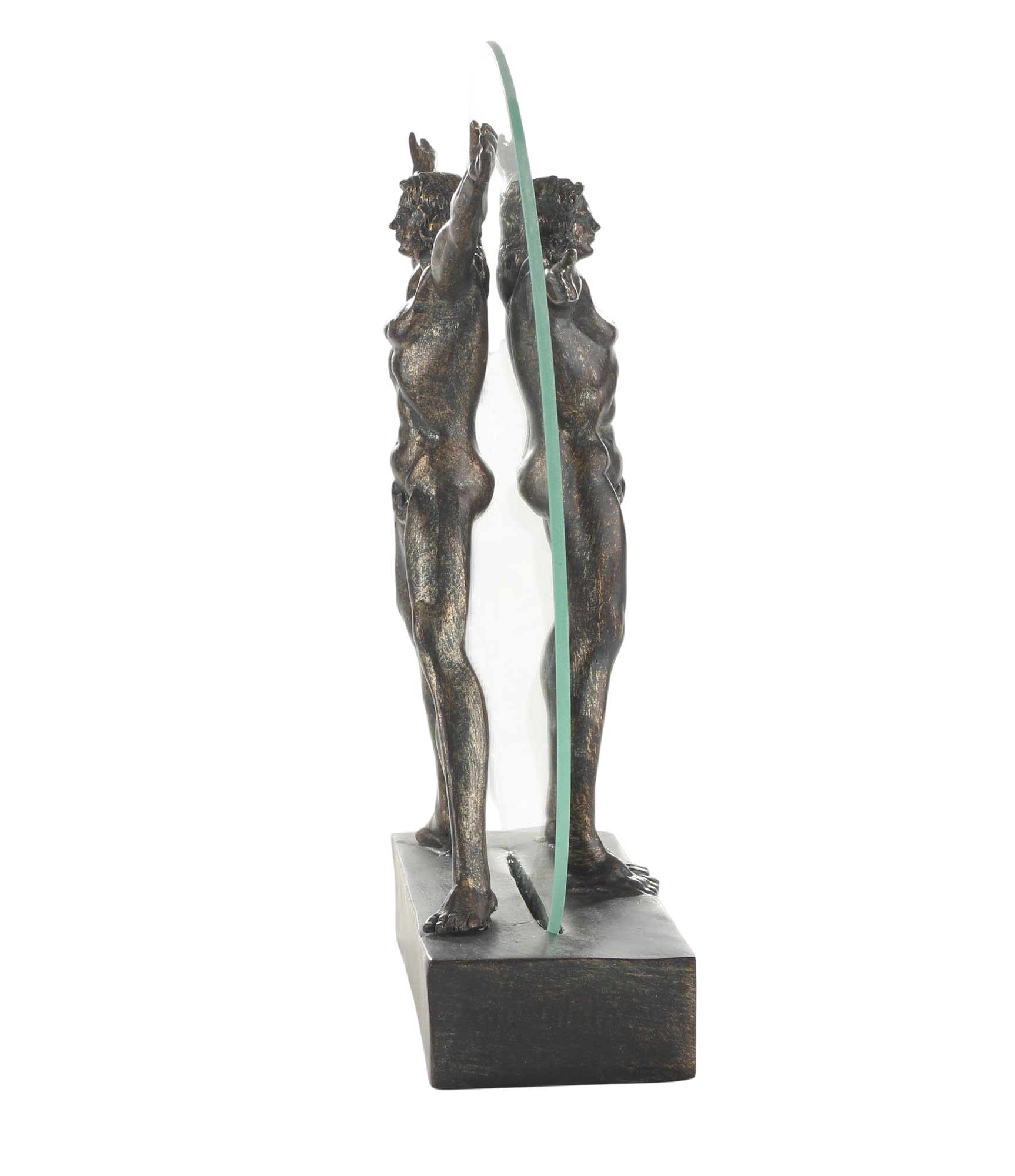 Skulptur Vitruvianischer Mensch nach Leonardo da Vinci – Resin mit Glasscheibe, Höhe 27,3 cm