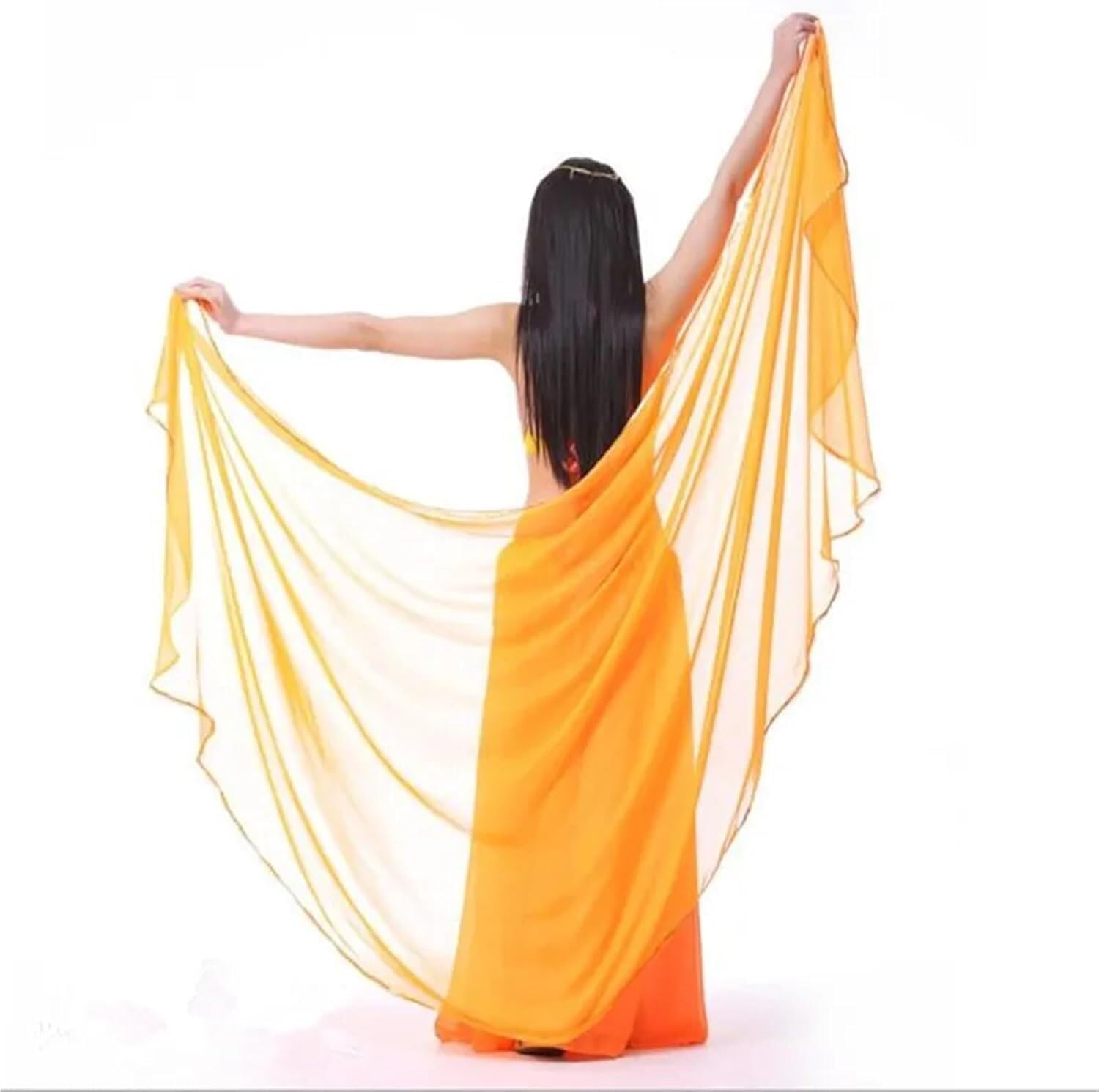 SSDDLZEQ Stage performance version Half-circle Belly Dance Scarf-style Chiffon Veil, Costume Accessories(5)