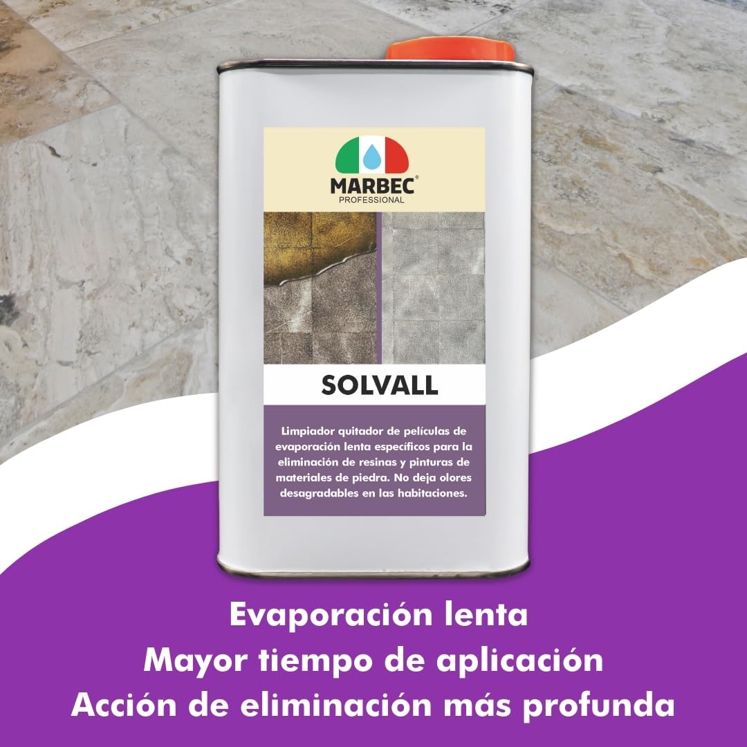 MARBEC SOLVALL 5LT Limpiador decapante de pintura para remover películas para materiales de piedra