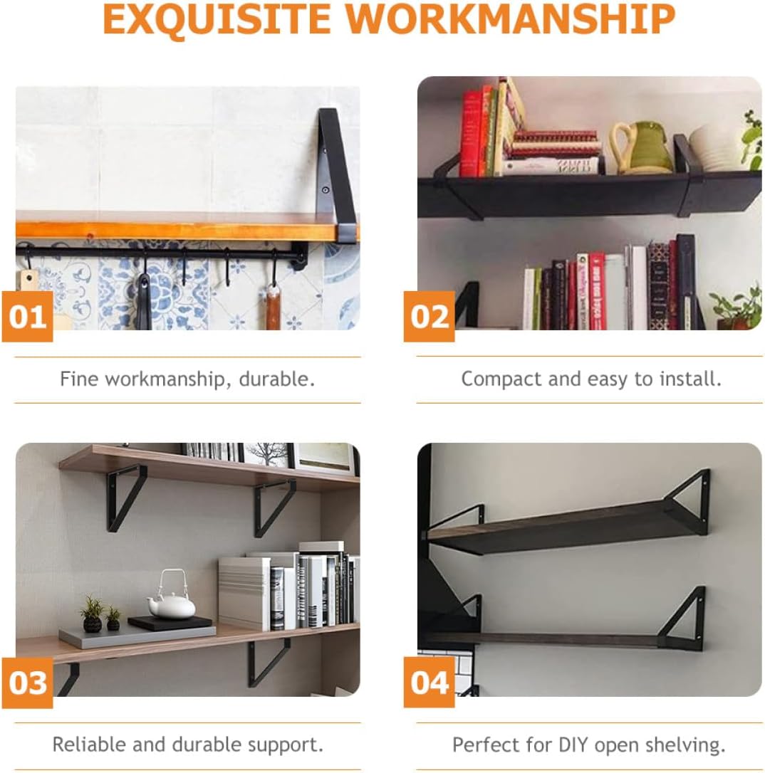 2pcs Triangle Shelf Brackets Wall Mounted Angled Shelf Supports Heavy Duty DIY Work Bench Corner Brace