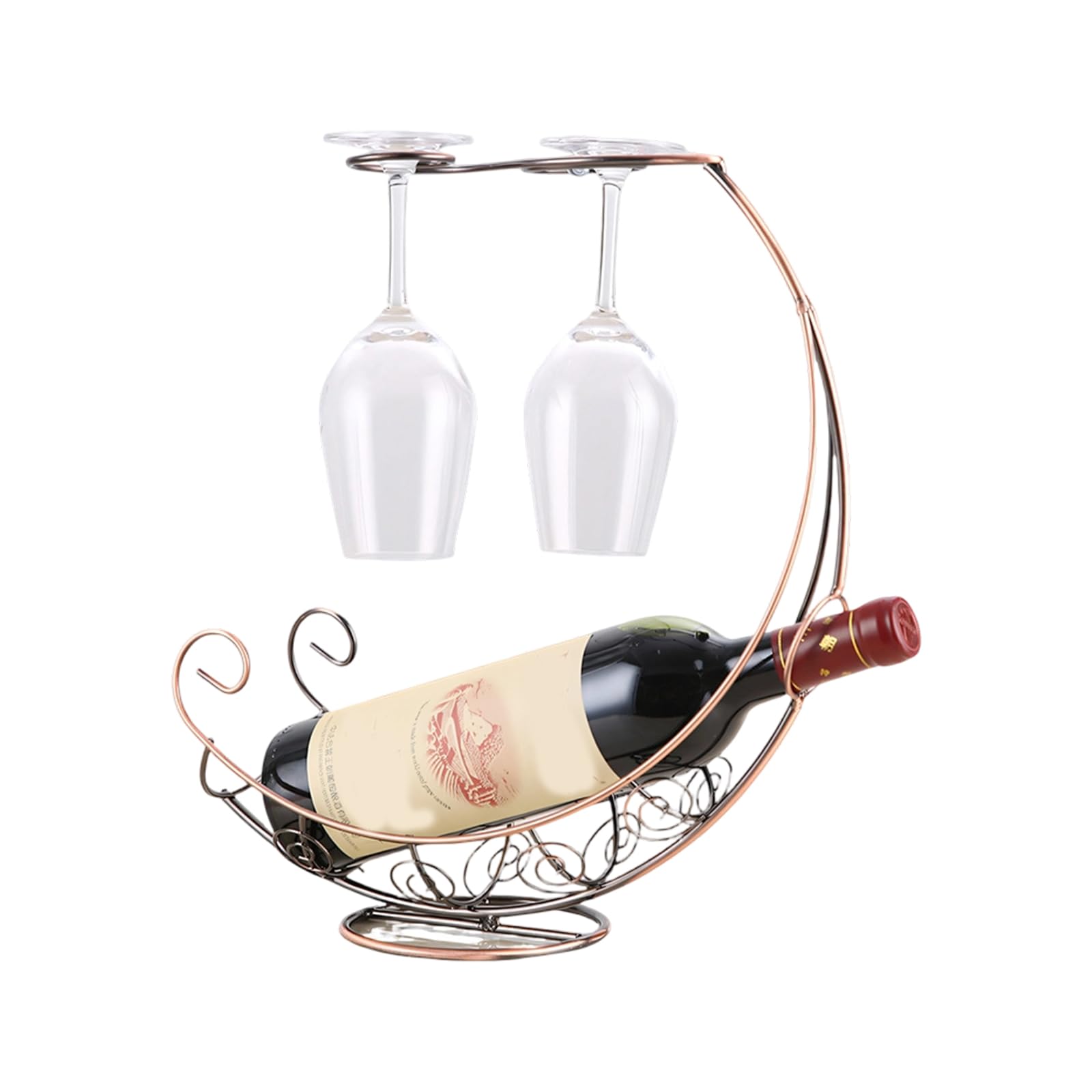 Tsophreniq Iron Pirate Boat Wine Bottle Holder with Nonslip Base for Tabletop Decorative Shelf Display Stand for Small Apartments Dining Room Deck