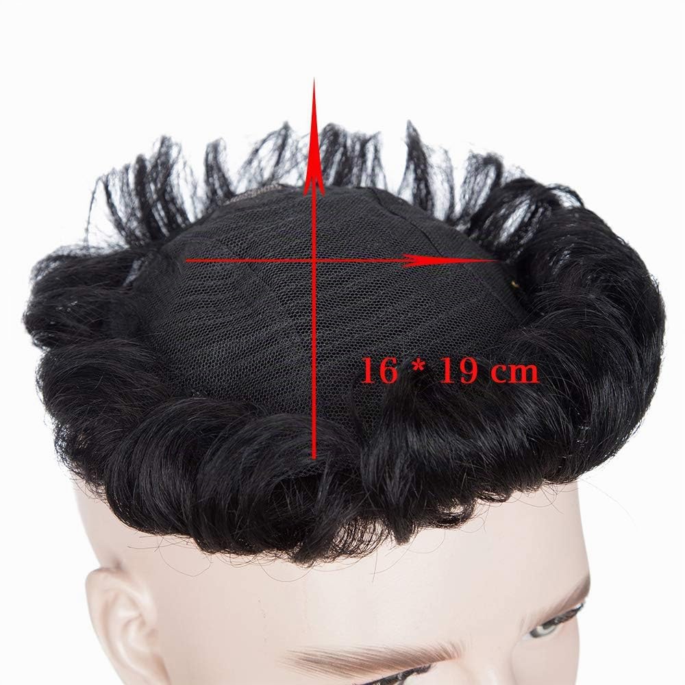4 Pouces Toupet Extension A clip Cheveux Naturel - Noir Naturel - Complément Capillaire Femme Hair Topper Mono Base 16 * 19cm Volumateur Toupet Unisexe